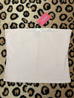 NWT Edikted Pink and White Striped Tube Top with Subtle Bow Detail